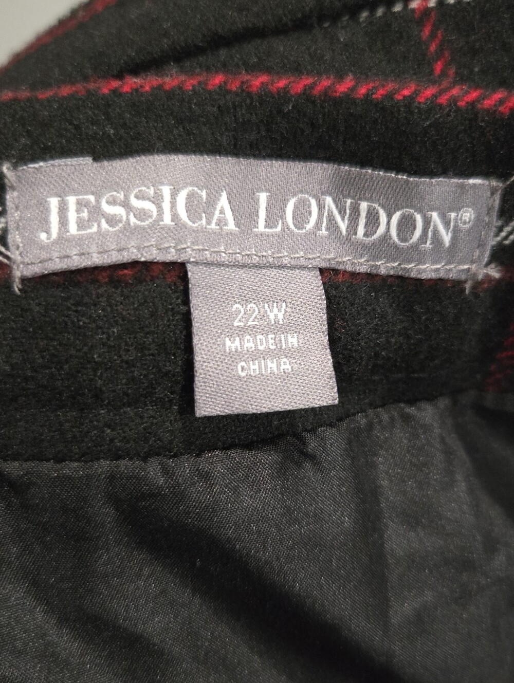 Jessica London 22W Black Red Plaid Wool Blend Wrap Midi Skirt Lined Plus Preppy - Picture 3 of 10